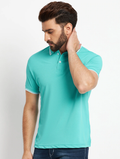 Mens Solid Polo T-Shirt Striped Design Finish (Size-Xl) (Color-Sea